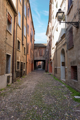 Fototapeta na wymiar Ferrara Italy - The Medieval Via delle Volte (street of the arches) 