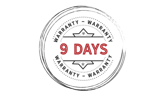 9 days warranty icon vintage rubber stamp guarantee