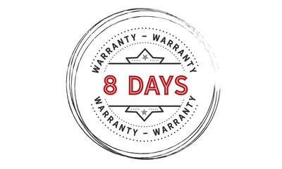 8 days warranty icon vintage rubber stamp guarantee
