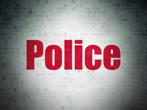 Law concept: Painted red word Police on Digital Data Paper background