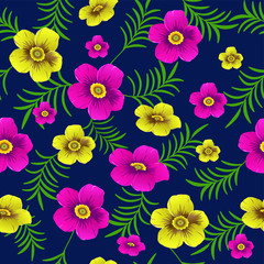Floral pattern seamless design with dark background.