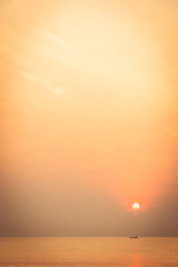 Beautiful sunrise on the beach and sea