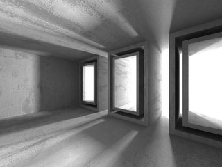 Dark basement empty room interior. Concrete walls