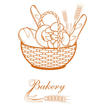 Fresh bread. Bakery products. Bread shop. Bake logo.