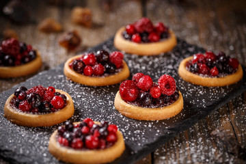 Delicious red berries mini tarts