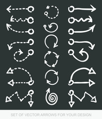 Different black Arrows icons, vector set. Abstract elements for business infographic. Up and down trend. Illustrations for Web Design