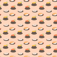 Obraz na płótnie Canvas Japanese Sushi Pattern Seamless Background