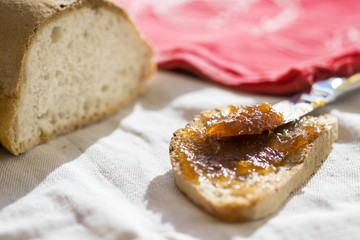 bread and strawberry jam