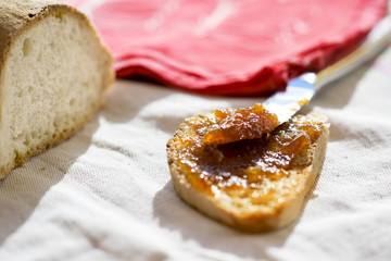 bread and strawberry jam