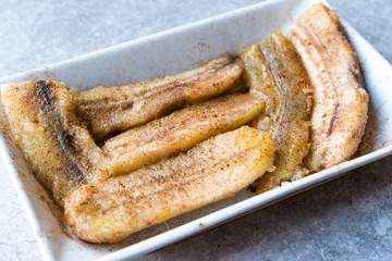 Homemade Sauteed Bananas with Cinnamon Powder