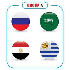 Fototapeta premium Football. Championship. Vector flags. Russia. Group A.