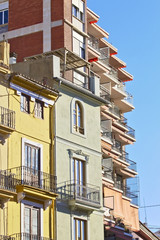 Naklejka premium Residential buildings of different styles and colors