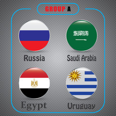 Football. Championship. Vector flags. Russia. Group A.