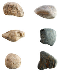 Fototapeta na wymiar Set of stones of different breeds isolated on white background.