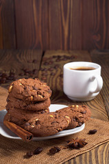 Chocolate cookies and coffee