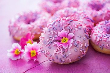 Fototapeta na wymiar delicious pink donuts