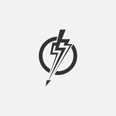 Lightning, electric power vector design element. Energy and thunder electricity symbol concept. Light bolt sign. Flash vector emblem template. Power fast speed logotype, logo