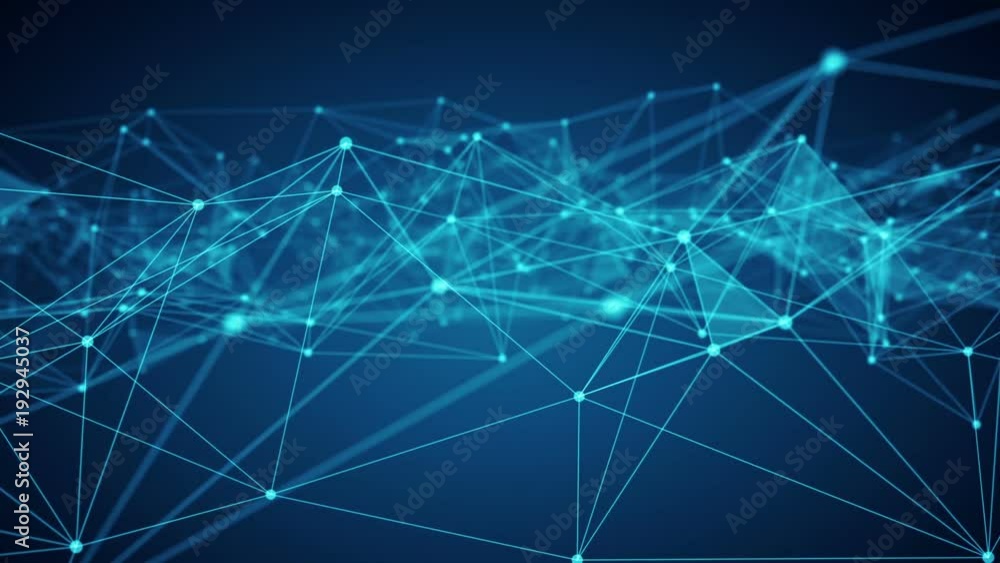Poster concept of network, internet communication. flying through the abstract network connections.