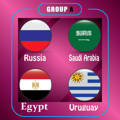 Football. Championship. Vector flags. Russia. Group A.