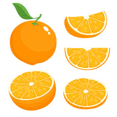 Bright vector set of colorful juicy orange. - 192945290