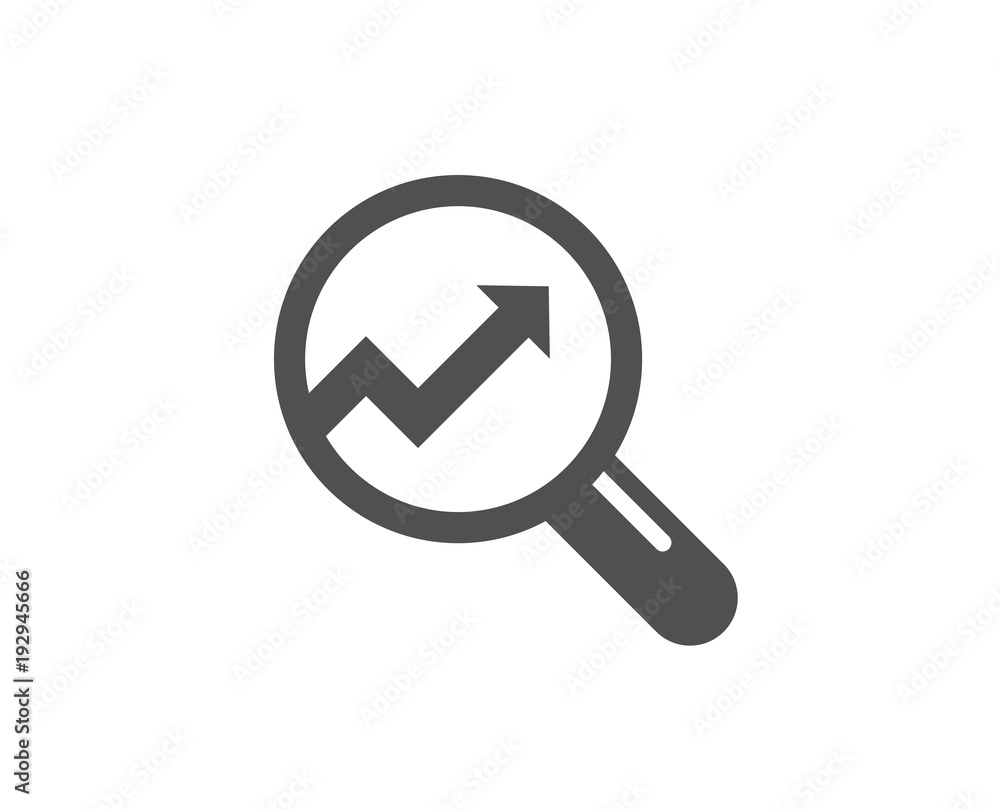 Poster chart simple icon. report graph or sales growth sign in magnifying glass. analysis and statistics da