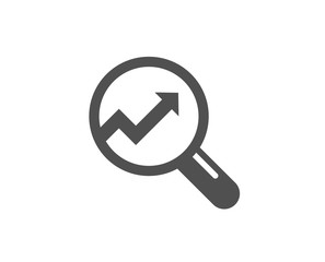 Chart simple icon. Report graph or Sales growth sign in Magnifying glass. Analysis and Statistics data symbol. Quality design elements. Classic style. Vector