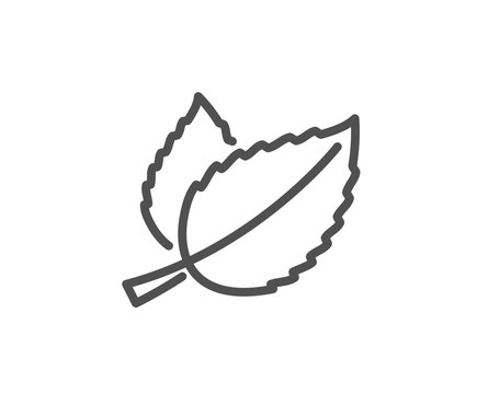 Mint Leaves Line Icon. Herbal Leaf Sign. Tea With Mentha Symbol. Quality Design Element. Editable Stroke. Vector