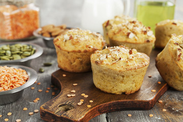 Lentil muffins on the table