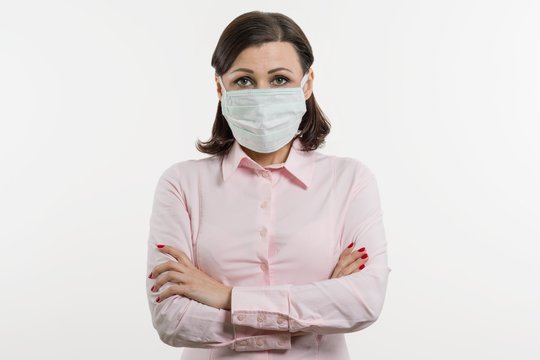 Business Woman Fears The Virus And Wears A Face Mask