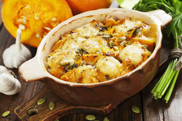 Chicken baked with pumpkin