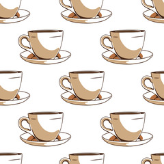 Seamless pattern with coffee cups.