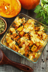 Chicken baked with pumpkin