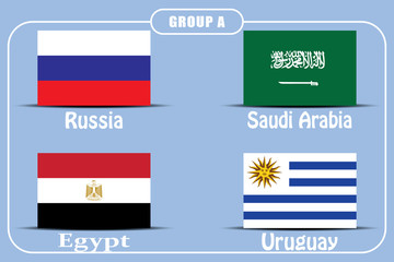Football. Championship. Vector flags. Russia. Group A.