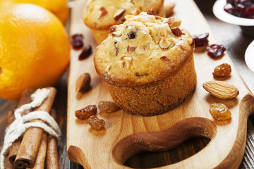 Orange muffins with dried fruits