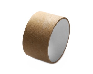 Empty cardboard duct, repair tape roll isolated on white background