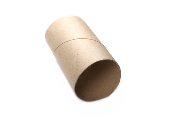 Empty cardboard toilet paper roll isolated on white background