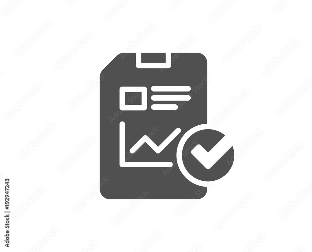 Poster report document simple icon. analysis chart or sales growth report sign. statistics data or checklis
