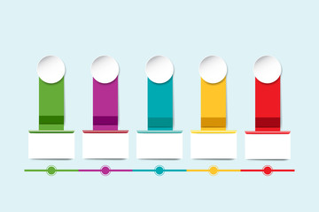 Process infograph of colorful labels with white circles  vector