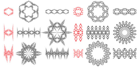 Pattern brushes and a circular pattern and a linear pattern made on its basis. Vintage elements for your design