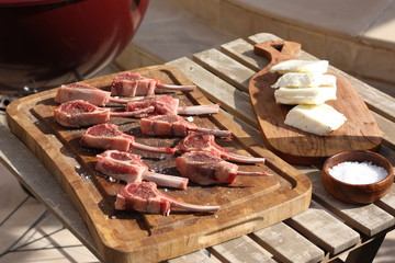 Lamb and cheese prepared and ready to barbacue
