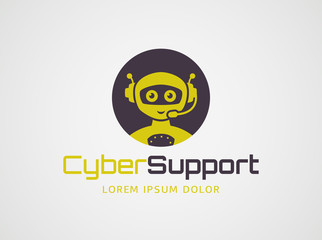 Robotic customer support. Vector logo.