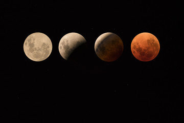 Super blood moon eclipse sequence