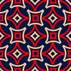 Geometric seamless pattern. Colored red and blue background