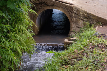 Pipe with water after rain