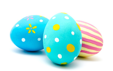 Perfect colorful handmade easter eggs isolated on a white