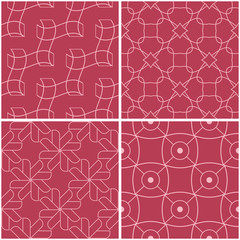 Geometric patterns. Set of pale red seamless backgrounds