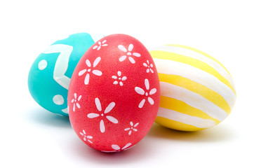 Perfect colorful handmade easter eggs isolated on a white