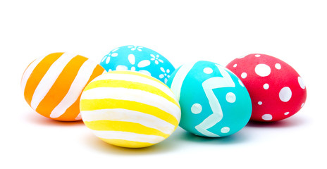 Perfect colorful handmade easter eggs isolated on a white background