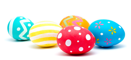 Perfect colorful handmade easter eggs isolated on a white