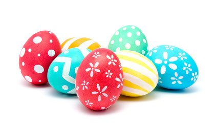 Perfect colorful handmade easter eggs isolated on a white